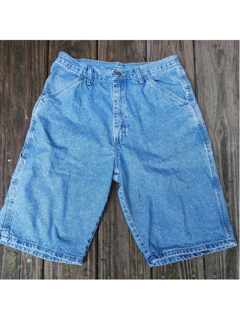 Wrangler Blue Denim Jean Shorts Straight Leg Regular Fit Zip Button men's 30